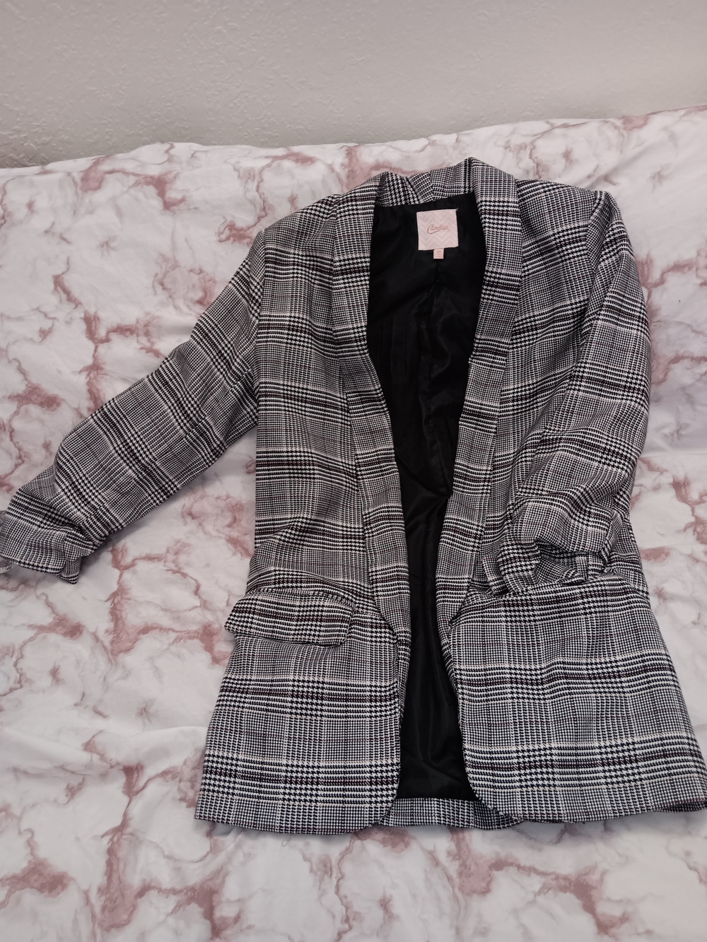 Candies brand - Plaid Black & White Women's Blazer Jacket